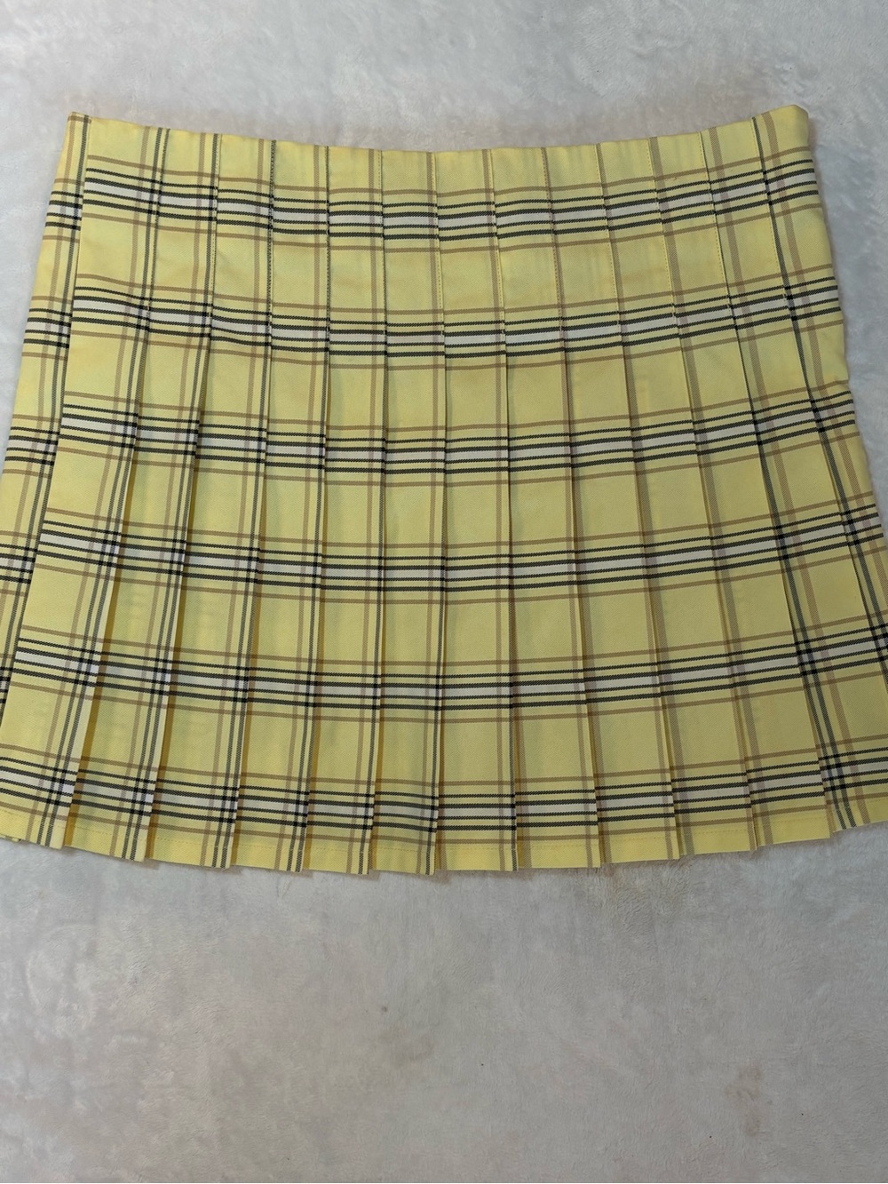 No Boundaries Yellow Plaid Pleated Mini Skirt Schoolgirl Women’s Large Junior XL